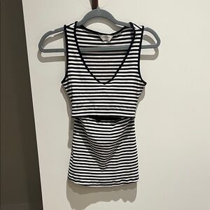 Seraphine Black and White Striped Nursing Tank Top
